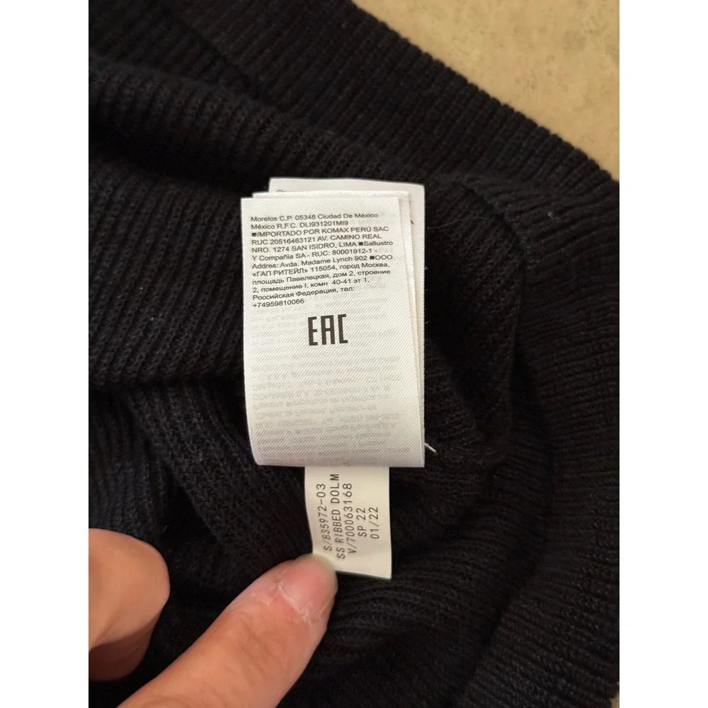 Banana Republic Womens Black Linen Blend Ribbed Knit Short Sleeve Sweater Small - Picture 8 of 10